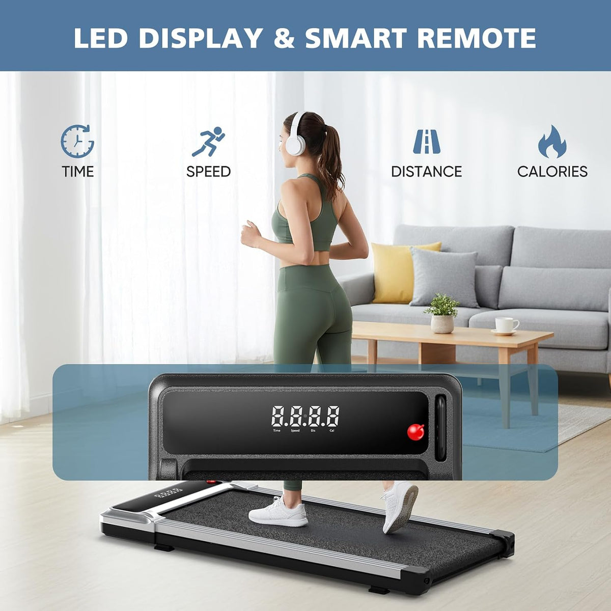 OLIXIS Under-Desk Walking Treadmill – no handle, Silver – Silver / no handle – product detail