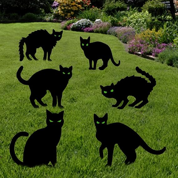 Anditoy W-CP6 6-Piece Black Cat Halloween Yard Sign Set – 13.4 inches x 15.7 inches, black