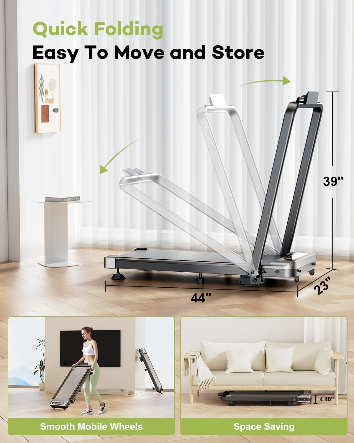 Trisomy SD-380F Under-Desk Walking Treadmill – Silver – product detail