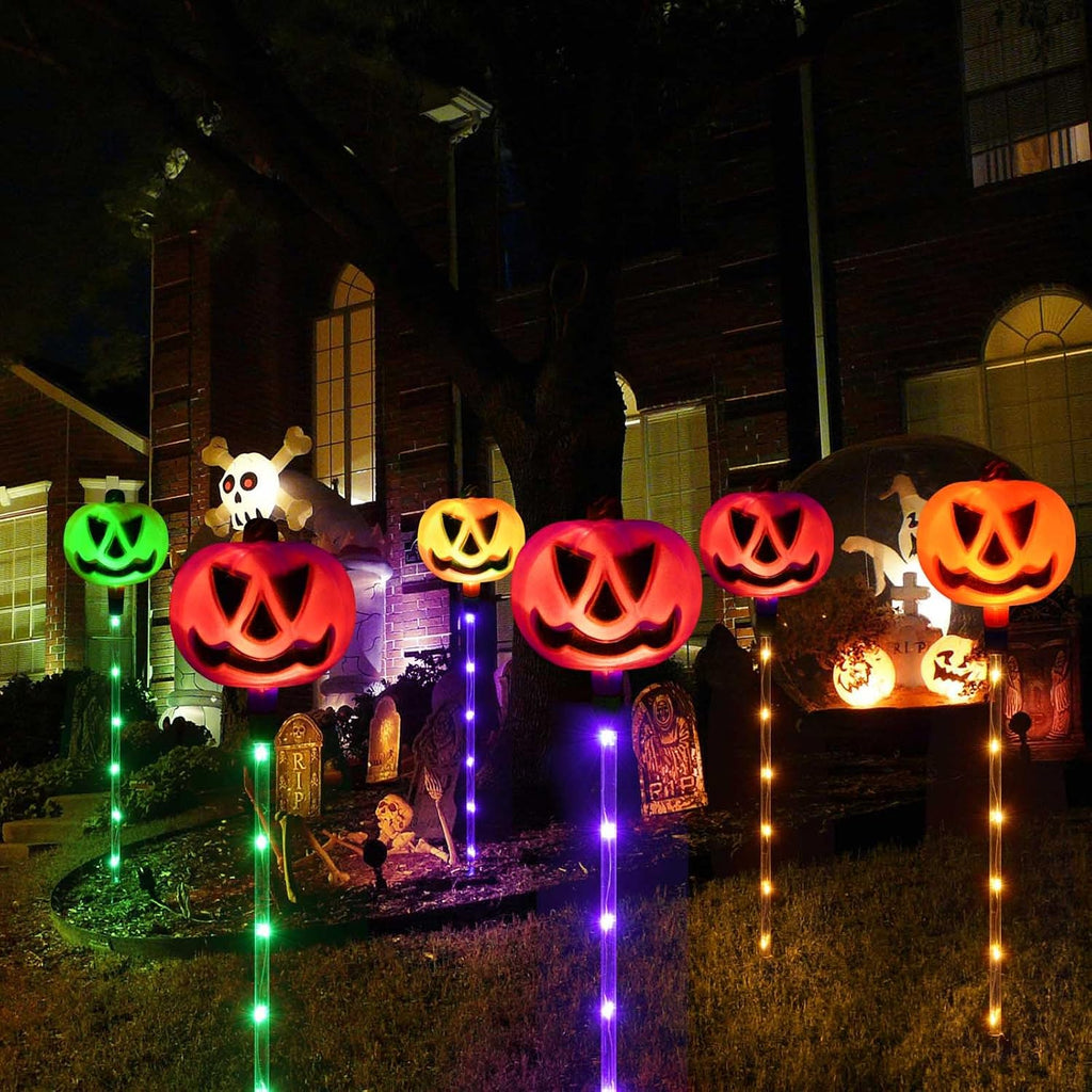 Homeleo HLD578 6-Pack Color-Changing Solar Pumpkin Path Lights – Multicolor Pumpkin – product detail