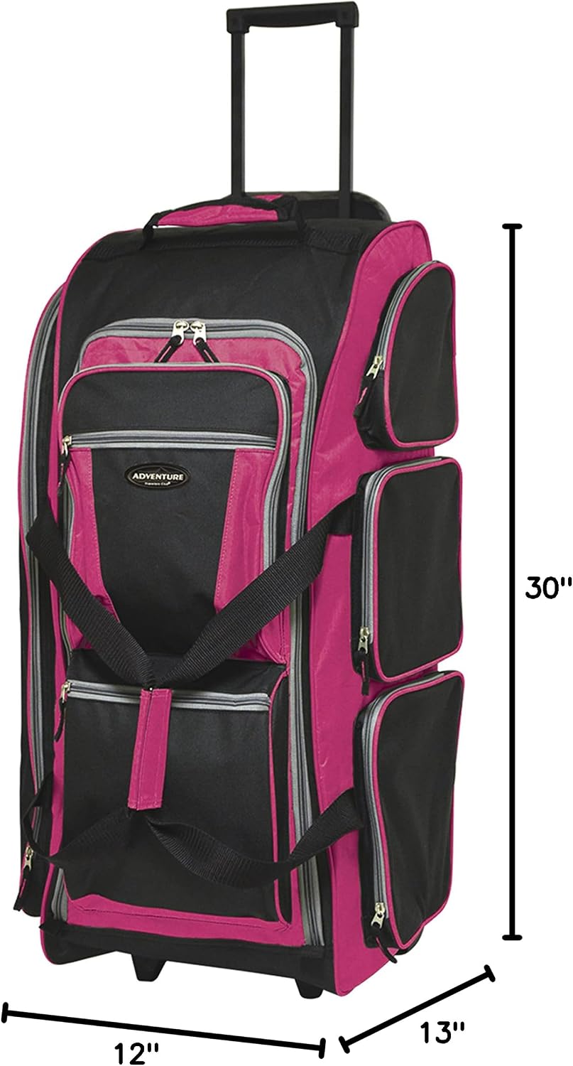 Travelers Club Rolling Travel Duffel Bag – Hot Pink – product detail