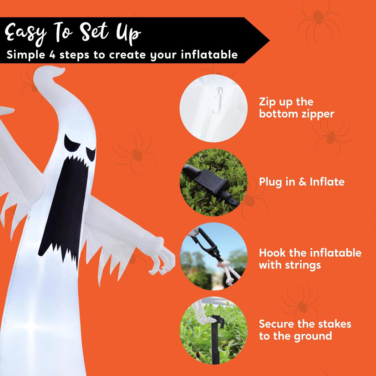 Joiedomi 30009 12-Foot Halloween Ghost Inflatable – White – product detail