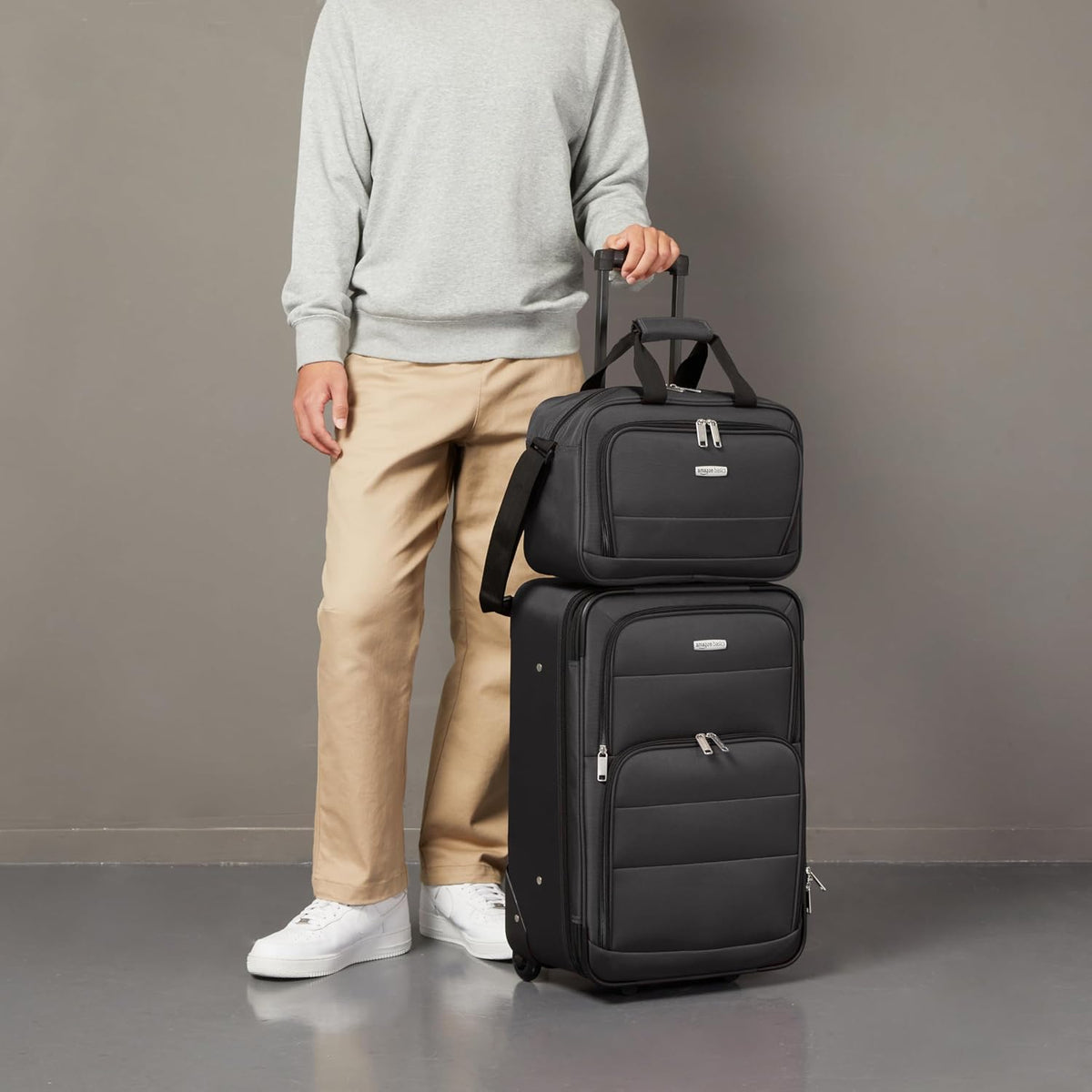 Amazon Basics Softside Luggage Set, 23-Inch Suitcase & 15-Inch Tote