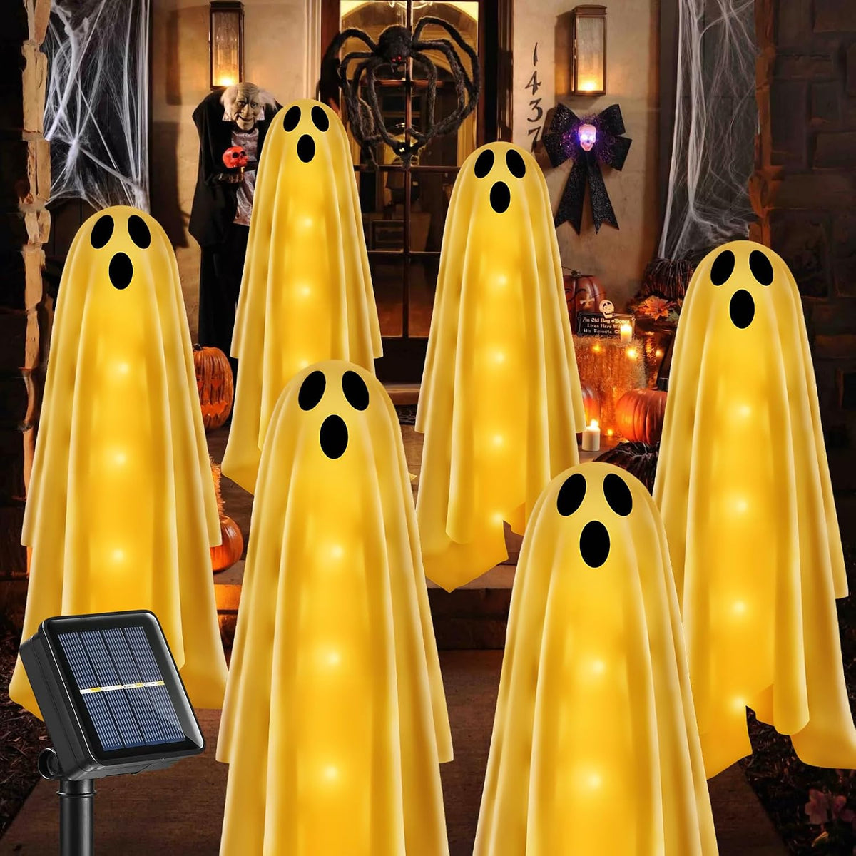 Betrihyes 6-Pack Solar Halloween Ghost Path Lights