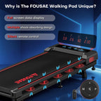 FOUSAE X381P Under-Desk Walking Treadmill – Black Red – product detail