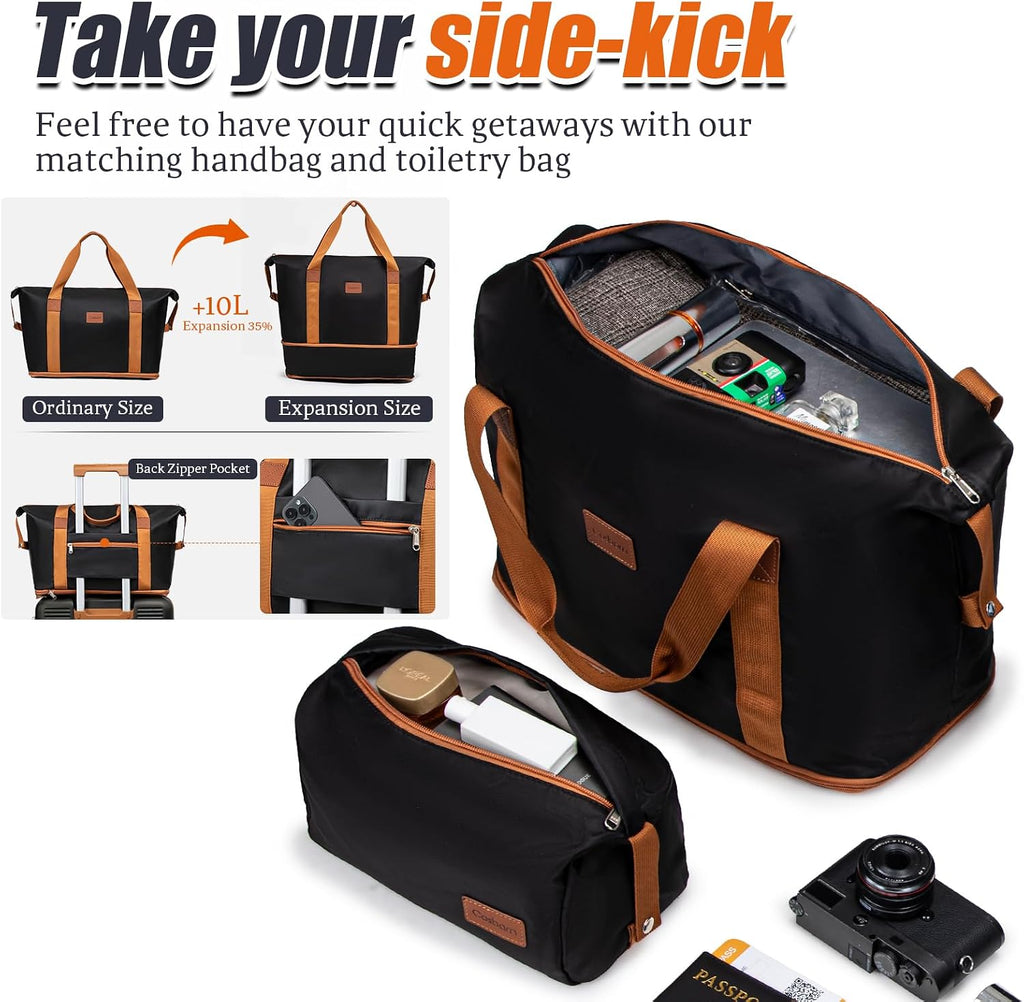 Cosbarn LS28ABS-BK Luggage Set – 5 Piece Sets (20/24/28/DB/TB), Black – product detail
