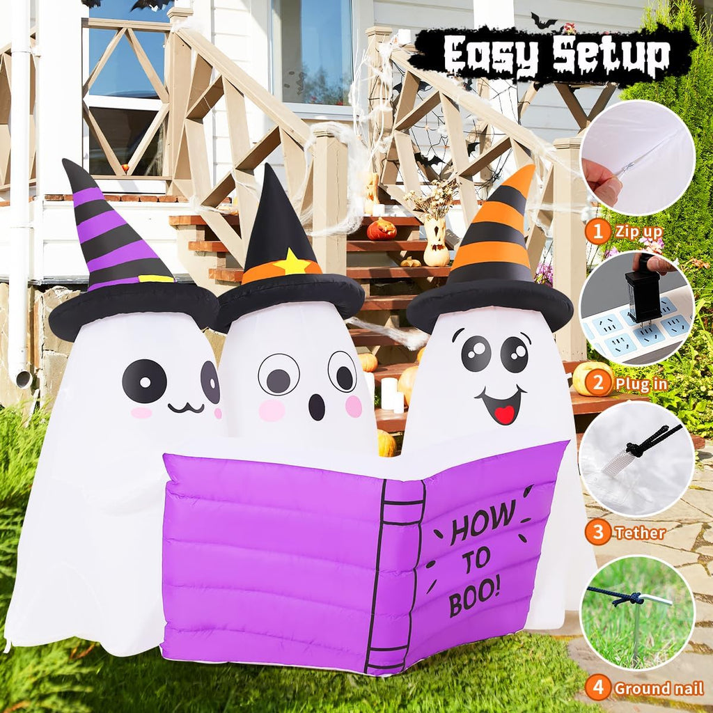 GOOSH DJ-WS-69576 5.2-Foot Halloween Reading Ghosts Inflatable – White – product detail