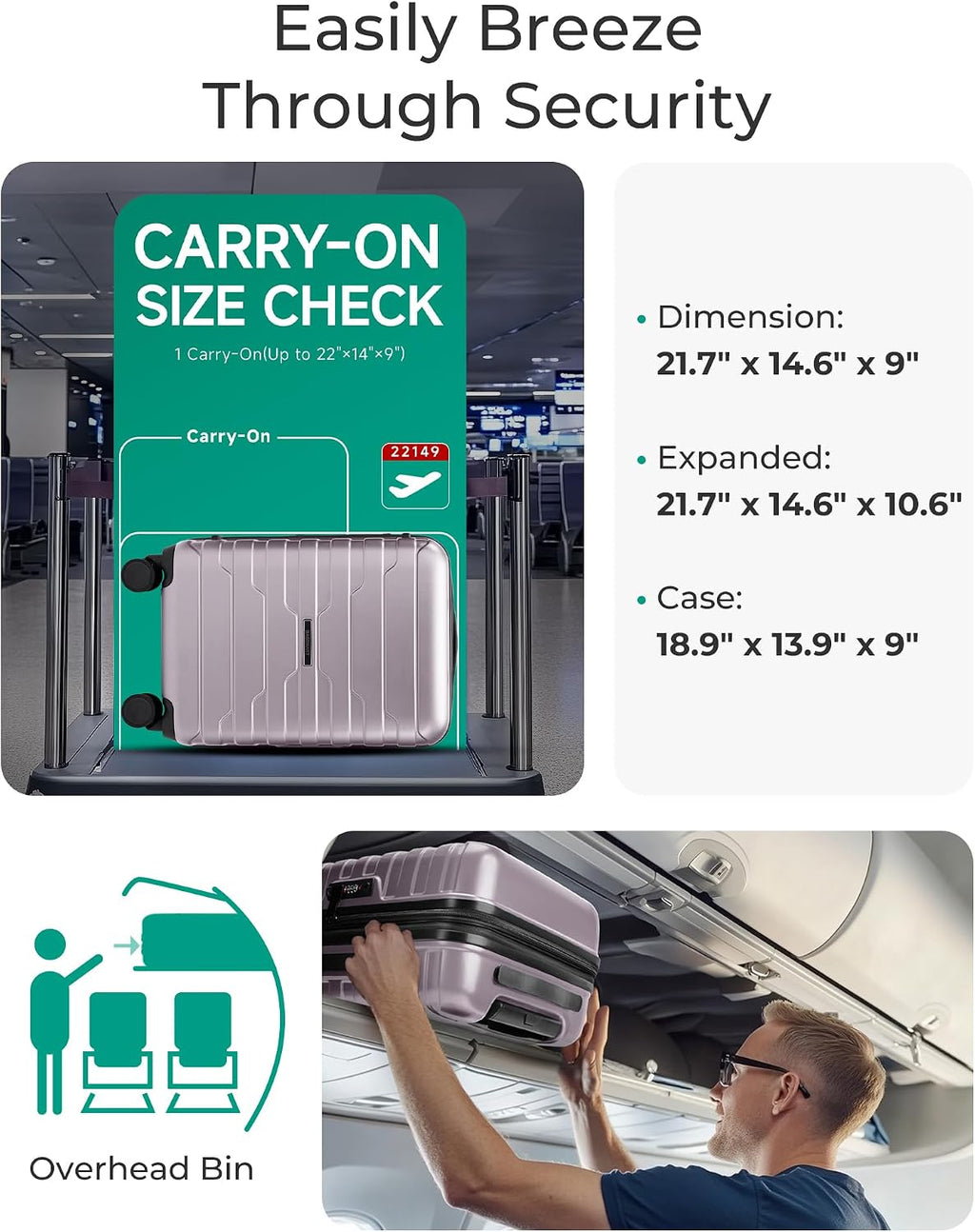 BAGSMART BM06 Carry-On Suitcase – 20 Inch, Rose Purple – Rose Purple / 20 Inch – product detail