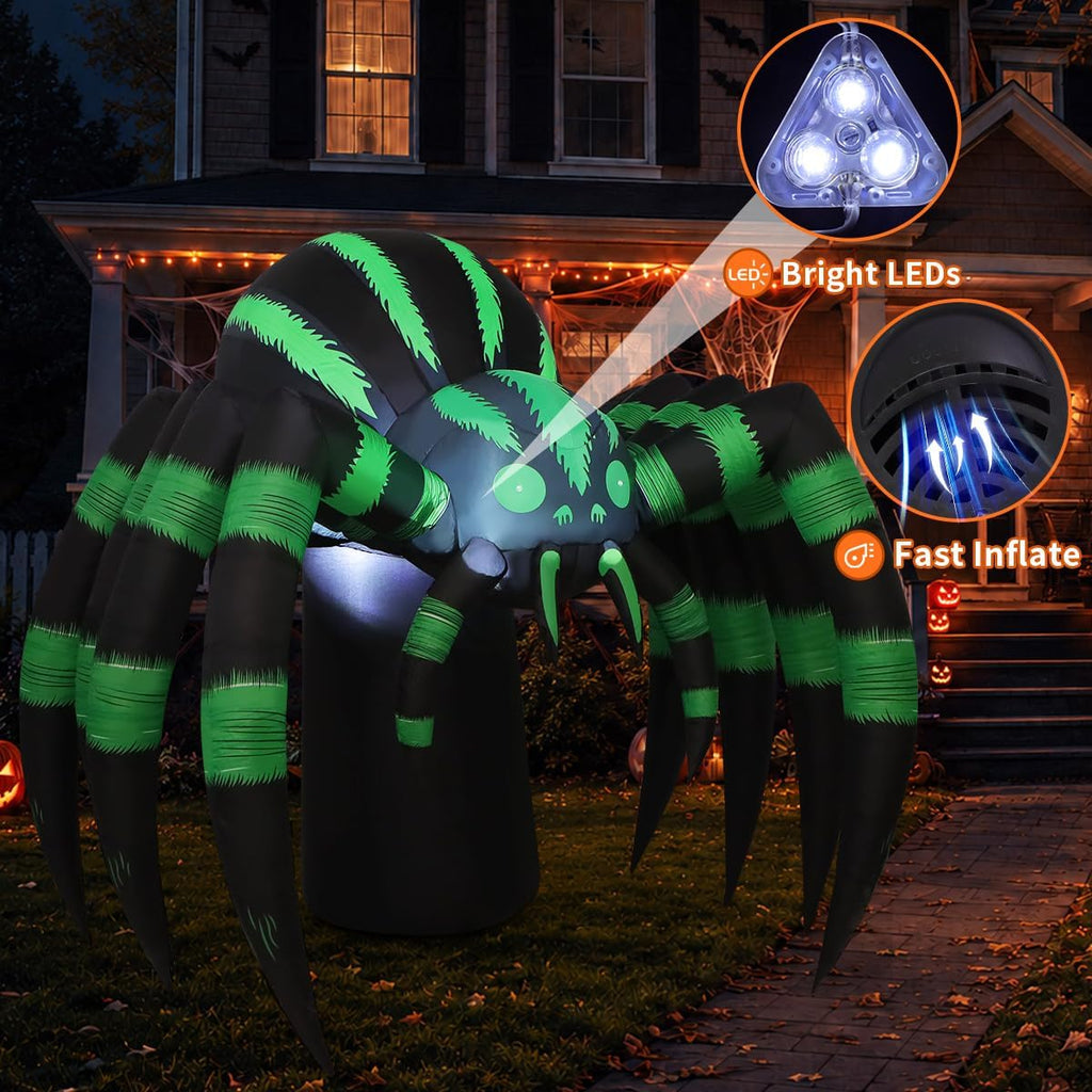 GOOSH 69762-P 7-Foot Halloween Spider Inflatable – Green – product detail