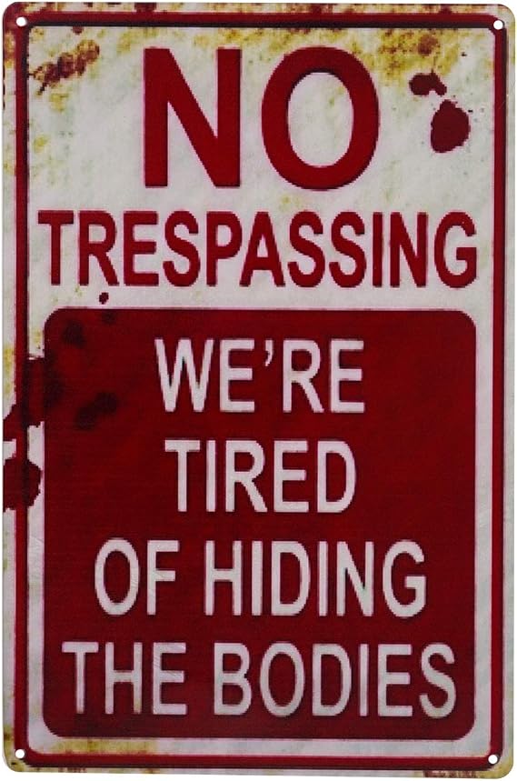 CVNDKN Halloween No Trespassing Metal Sign – 20cm x 30cm (7.8 inches x 11.8 inches), red white