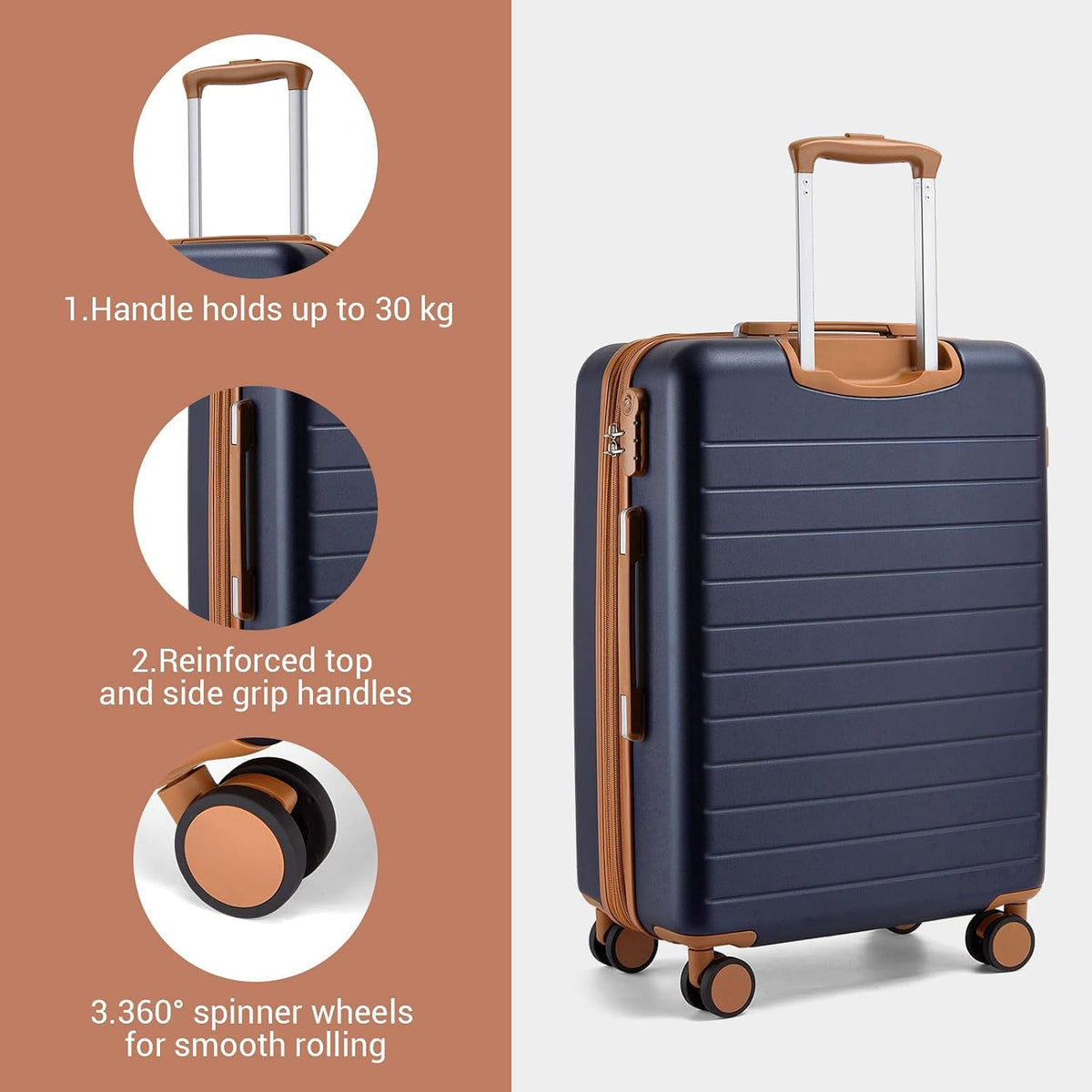 Kono 2574 Suitcase – Checked-Large 28-Inch, Navy – Navy / Checked-Large 28-Inch – product detail