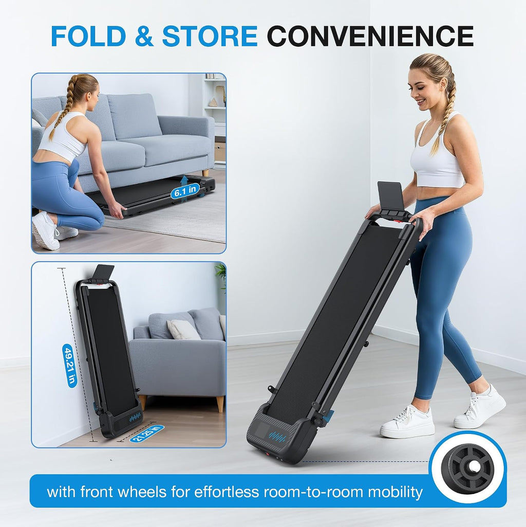 WELLFIT WFTM037 Walking Treadmill – Black with Blue – product detail