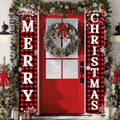 Ivenf Merry Christmas Porch Banners, Red and Black Plaid, Set of 2