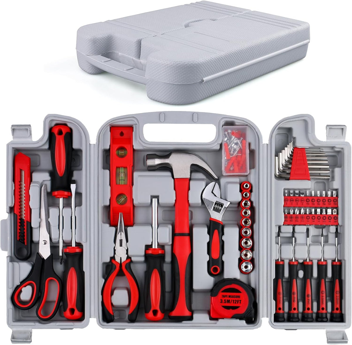 WINNER FTK156R 156-Piece Household Hand Tool Kit – 156-Pc. Ultimate Tool Kit, Red and Black – 156-Pc. Ultimate Tool Kit / ‎Red and Black – product detail