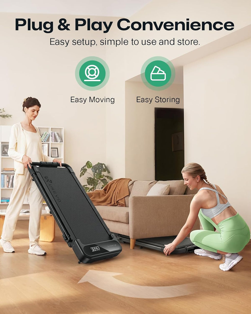 UREVO URTM059 Walking Treadmill – Black – product detail