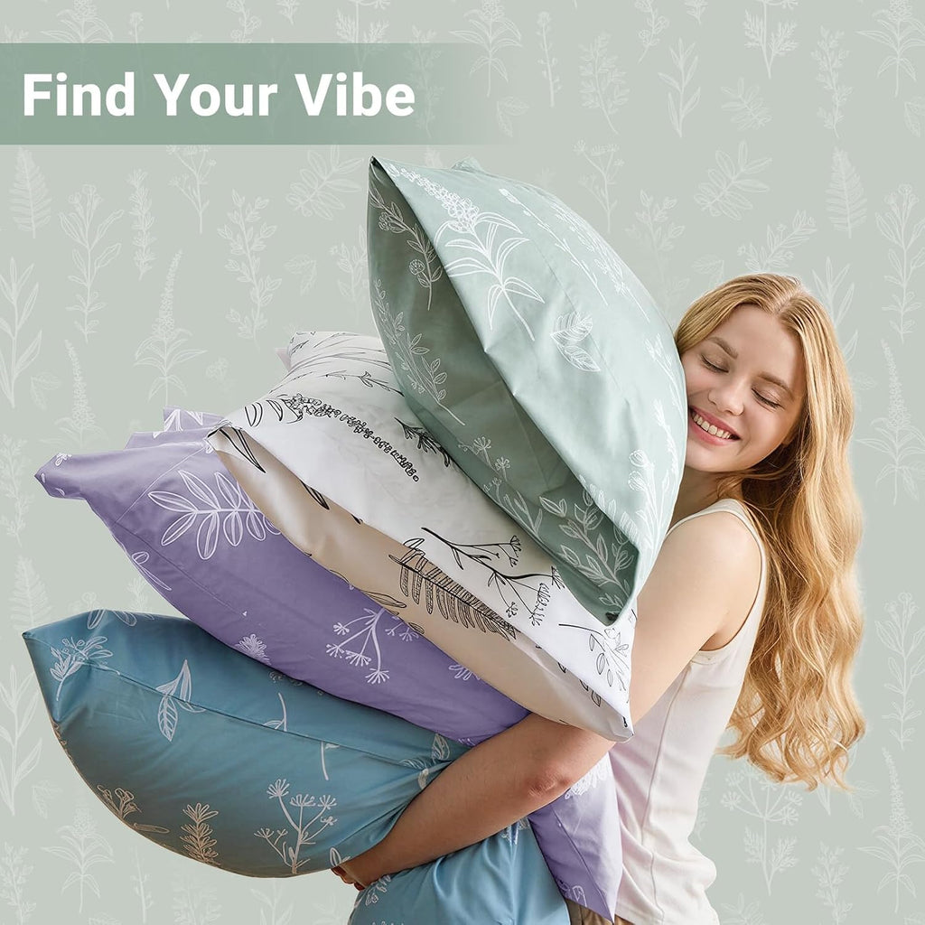 MUXHOMO Duvet Cover Queen Size, 3-Piece Floral Green Bedding Set · 7