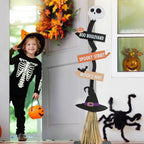 DAZONGE Lighted Wooden Halloween Witch Broom Decoration – black – product detail