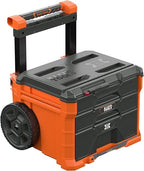 KLEIN TOOLS 54890MB MODbox 3-Drawer Rolling Tool Box – Three Drawer Rolling Toolbox, Orange