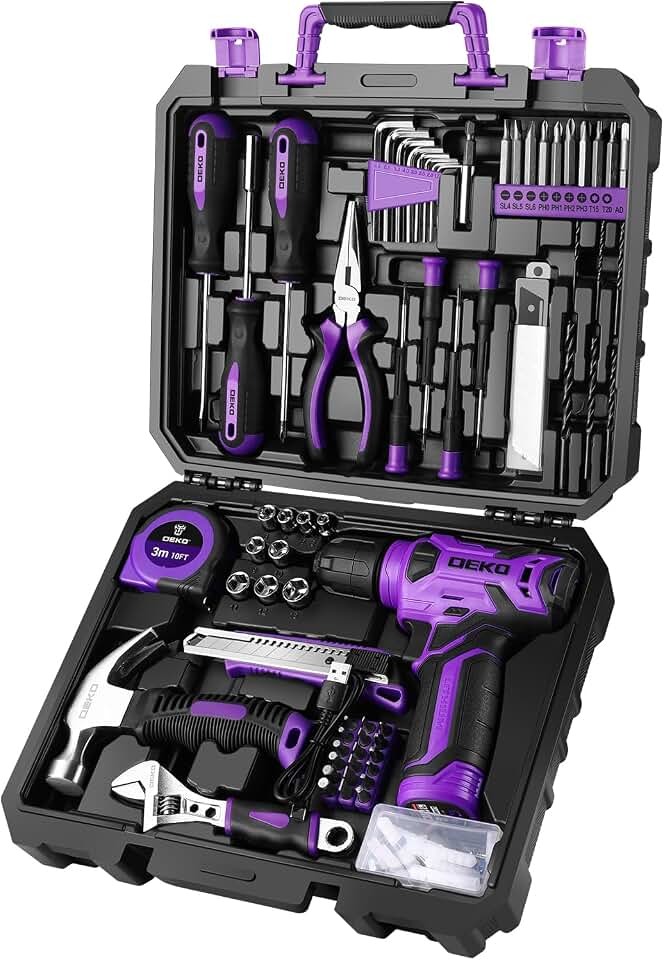 DEKOPRO 126-Piece Cordless Drill and Hand Tool Set