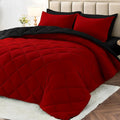 MUXHOMO Reversible Queen Bedding Set, 7 Pieces, Red and Black