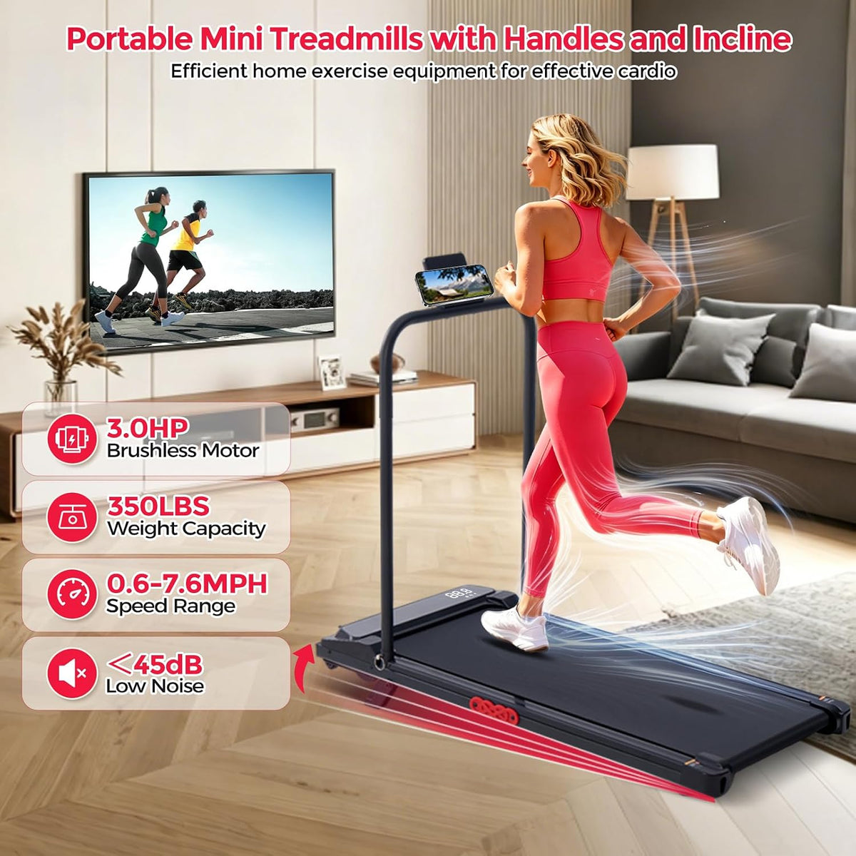 Potupus V300-DYV Under-Desk Walking Treadmill – Black-A1 – product detail