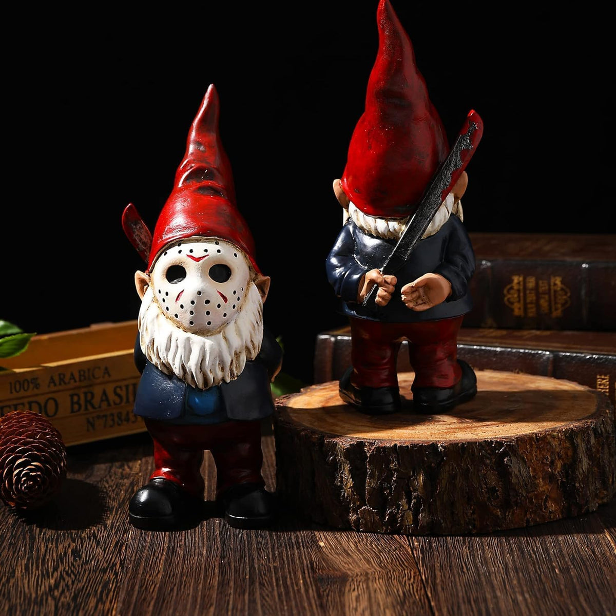 SPINNDO w-01-red Halloween Horror Garden Gnome Statue – Red – Red / 5 inches – product detail