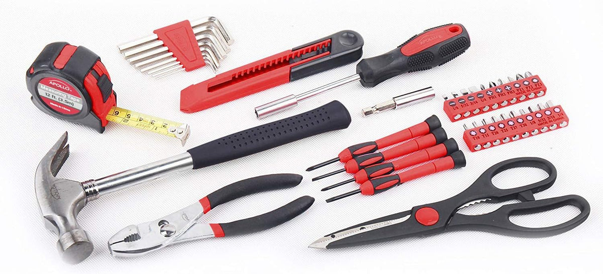 Apollo DT9706 39-Piece Household Hand Tool Kit – Red – Red / 39-Piece (with Slip Joint Pliers + Scissors) – product detail
