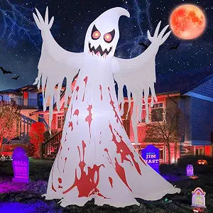 GOOSH 69589 8.2-Foot Halloween Ghost Inflatable – White and Red
