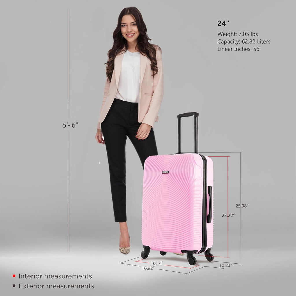 DUKAP DKINC00M-PNK Hardside Suitcase – 24 Inch, Pink – Pink / 24 Inch – product detail