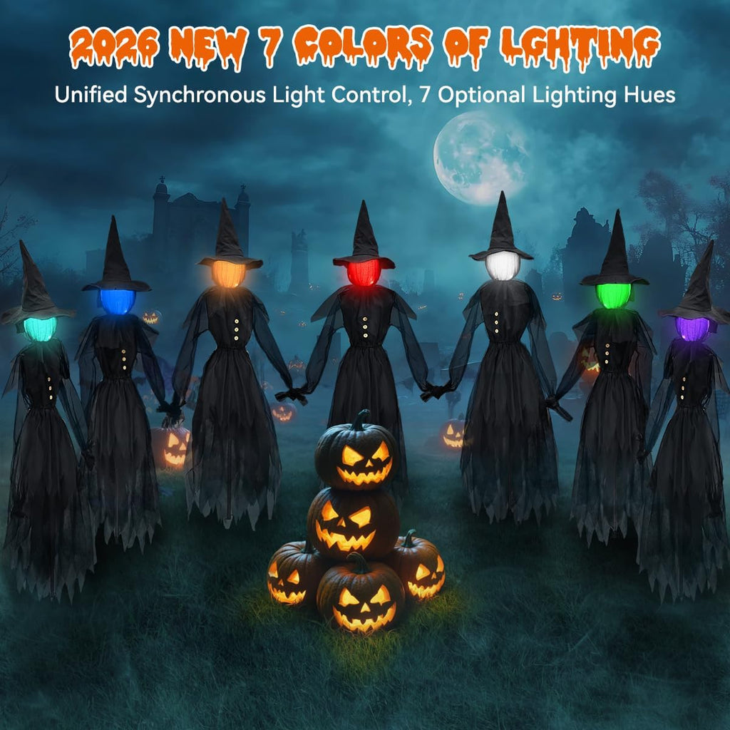 Jibeufi Hlw-witch-3pcs 3-Pack 4.9-Foot Lighted Halloween Witch Stakes – black – product detail