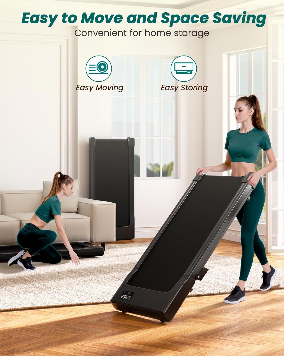 DeerRun Under-Desk Walking Treadmill – Matte Black – product detail