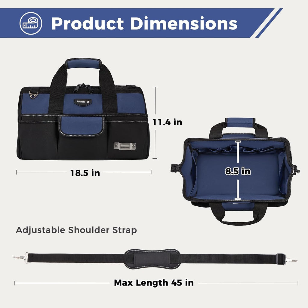 Amento 22-Pocket Oxford Tool Bag, 16 or 18 Inch