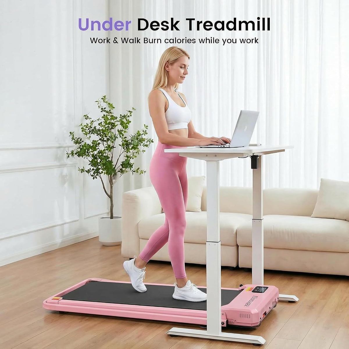 ANCHEER Under-Desk Walking Treadmill – Pink Rose Gold – product detail