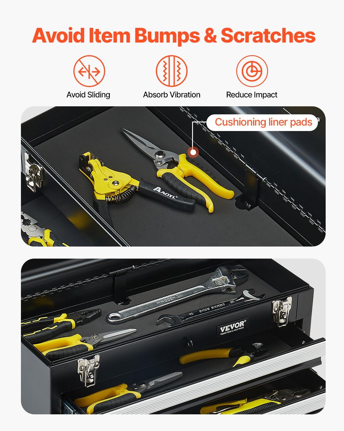 VEVOR TBD-2003SSBK 20.5-Inch 3-Drawer Steel Tool Chest – Black – product detail