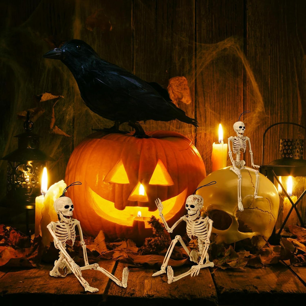 Abakuku Posable Halloween Skeleton Decorations, 16 or 36 Inch
