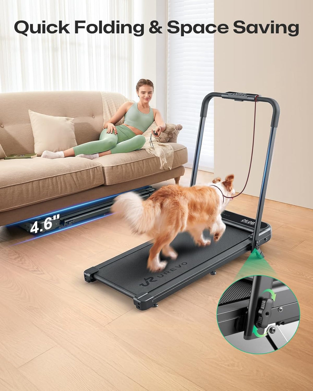 UREVO URTM059 Walking Treadmill – Black – product detail