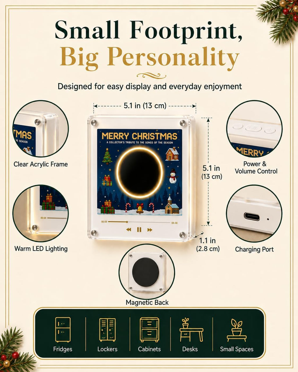 Christmas Vinyl Player Fridge Record NFC Magnetic Music Box Set · 9