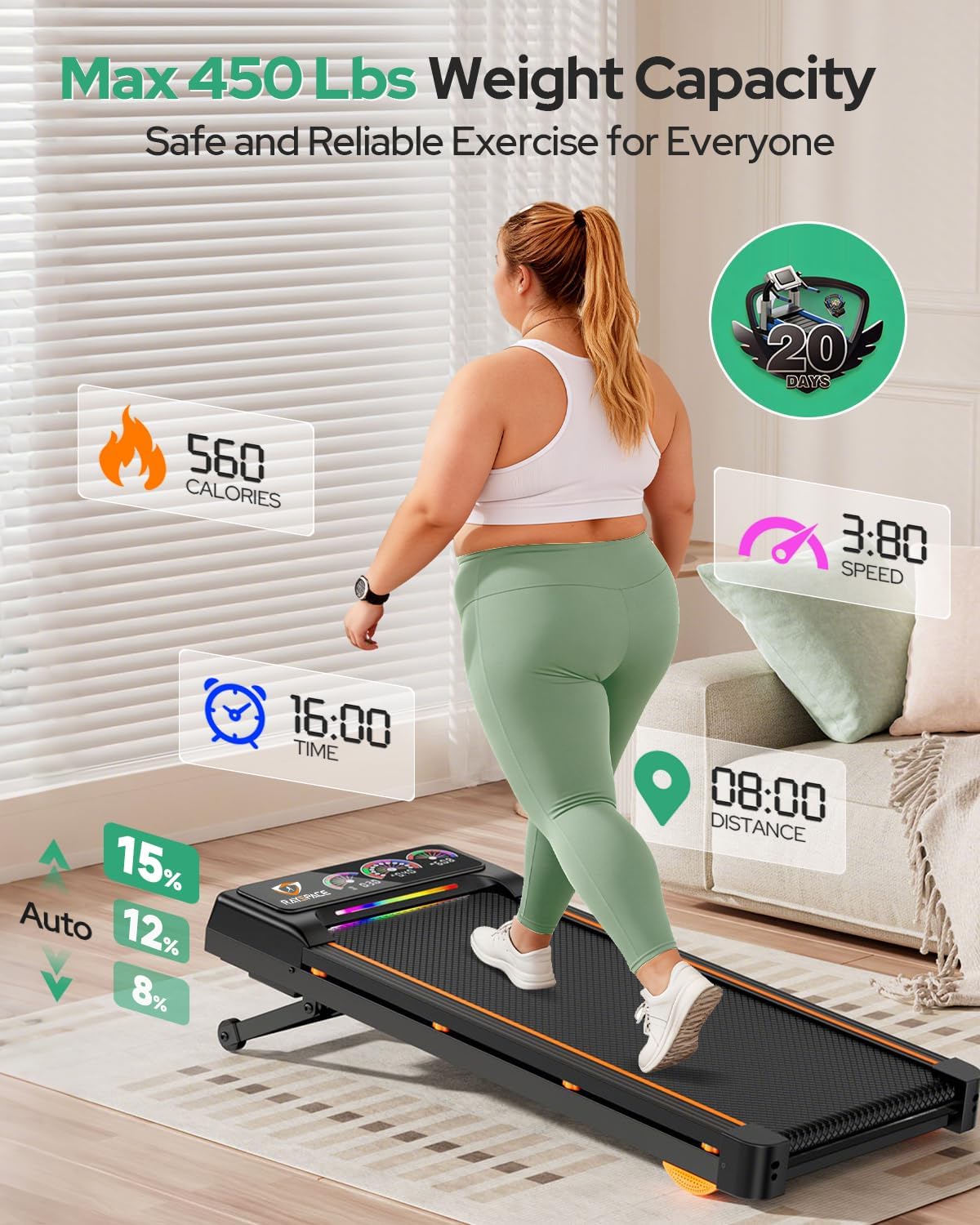 Rayspace D1 Under-Desk Walking Treadmill – Black – product detail