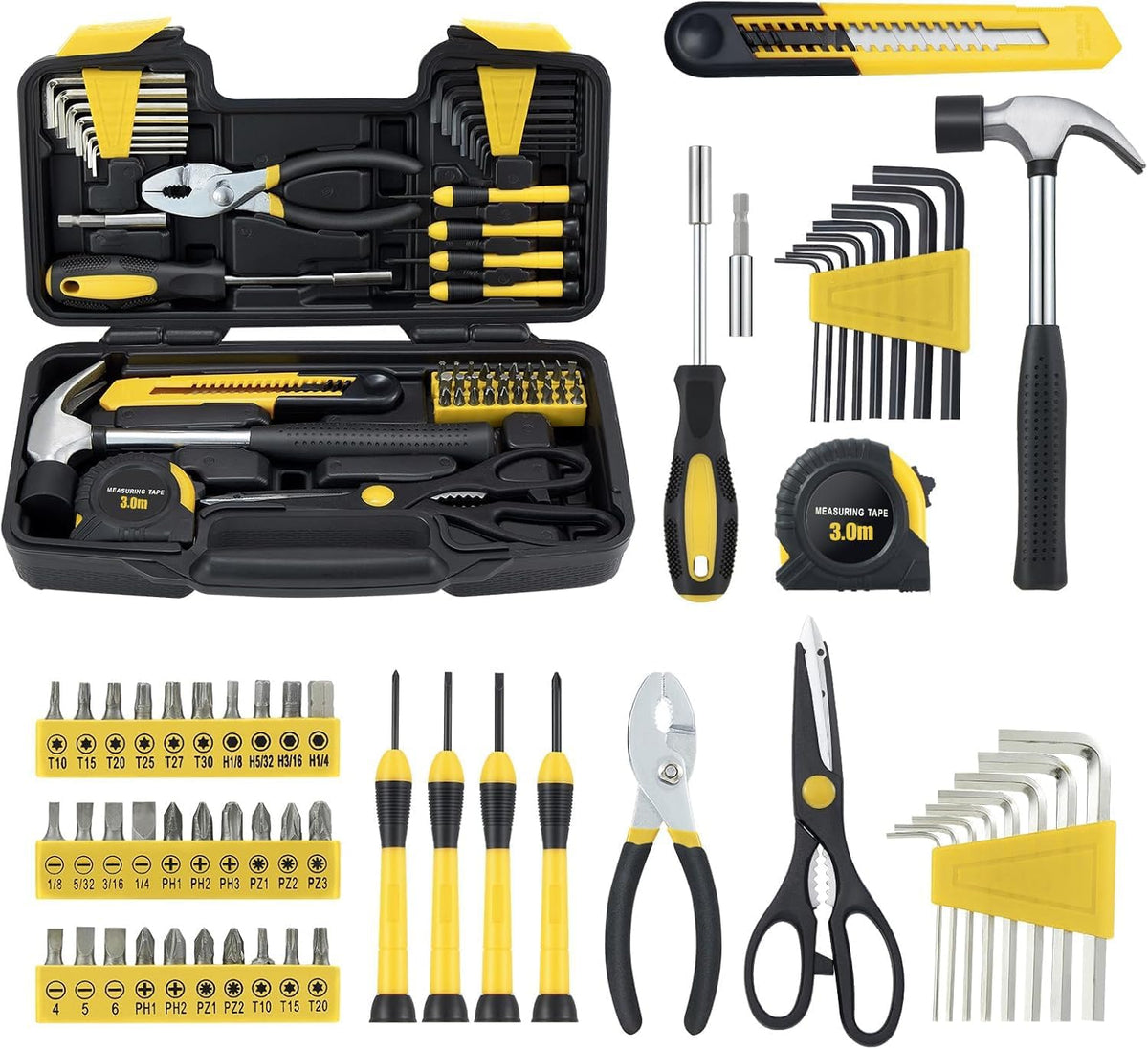MARTCOLOR 58-Piece Household Tool Kit with Storage Case