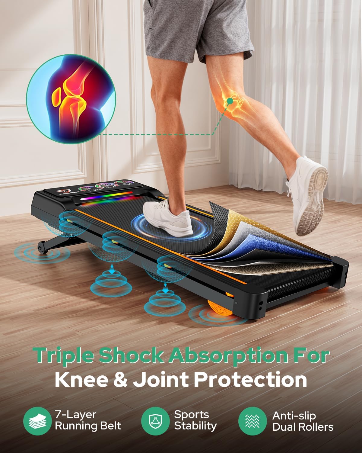 Rayspace D1 Under-Desk Walking Treadmill – Black – product detail