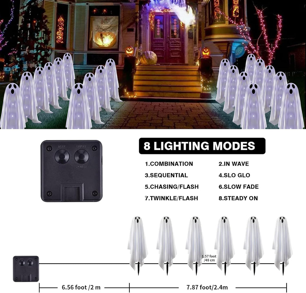 Betrihyes BTBGCW01 6-Pack Solar Halloween Ghost Path Lights – Cold White – product detail