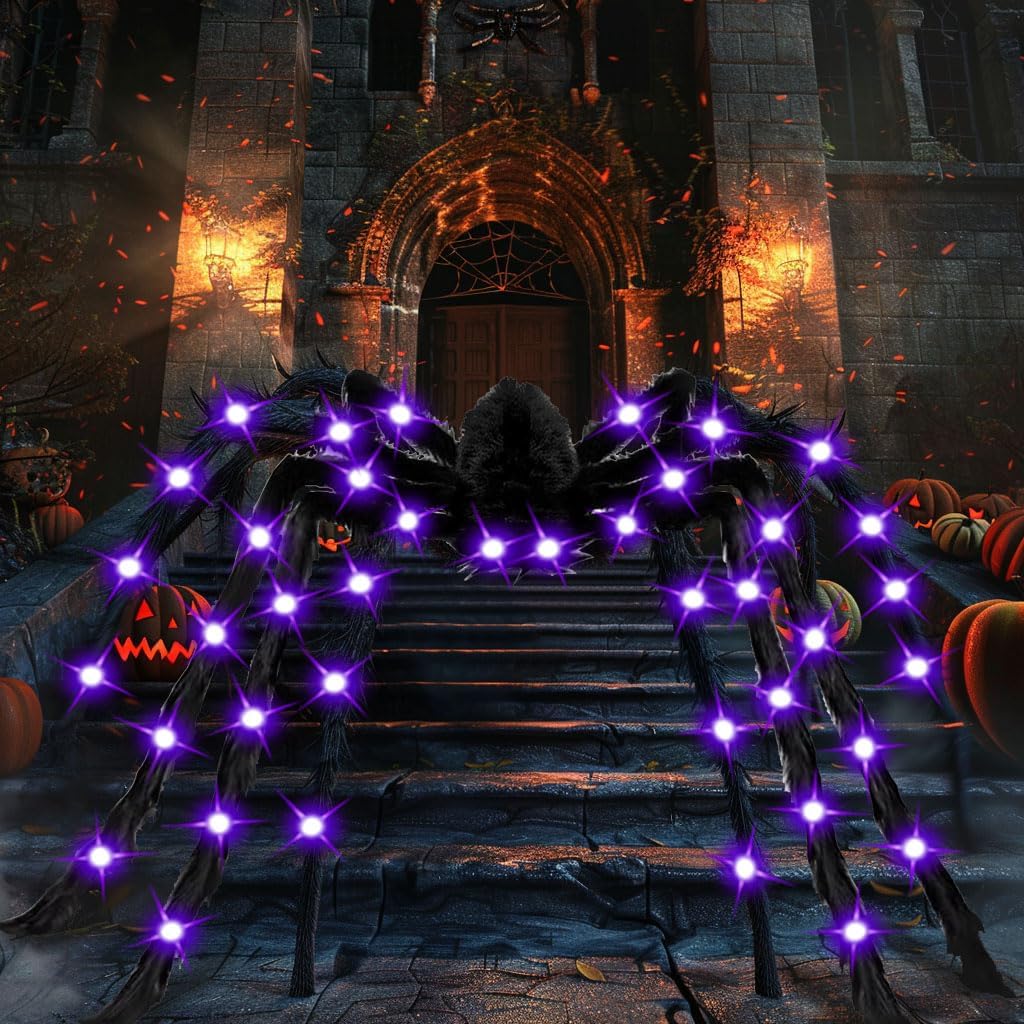Cherislpy 78-Inch Lighted Halloween Spider Decoration – Multicolor – product detail