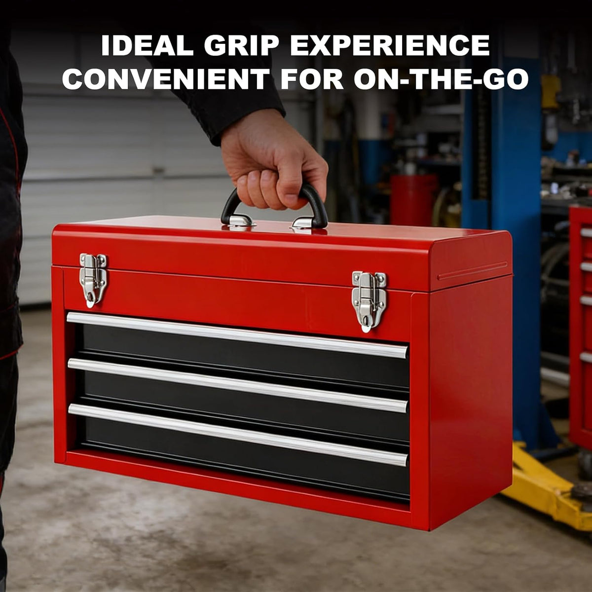 BIG RED ANTBD133-RBR 20.5-Inch 3-Drawer Steel Tool Box – 20.5 in, Black/Red – Black/Red / 20.5 in – product detail
