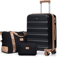 Eeeza 7P-3PCS-Black Hardside Luggage Set – 3PCS, Black