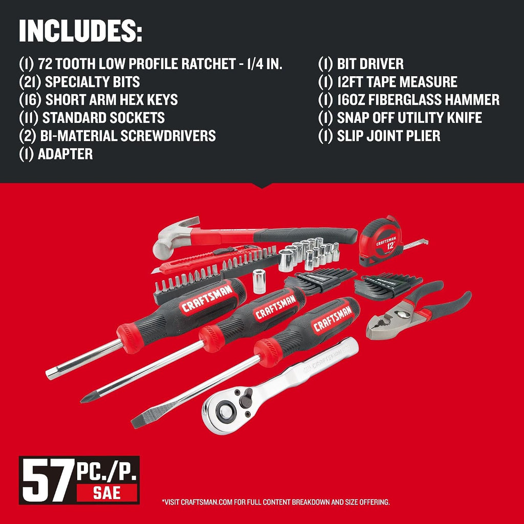 CRAFTSMAN CMMT99447 57-Piece Mechanics and Household Tool Set – Polished – product detail