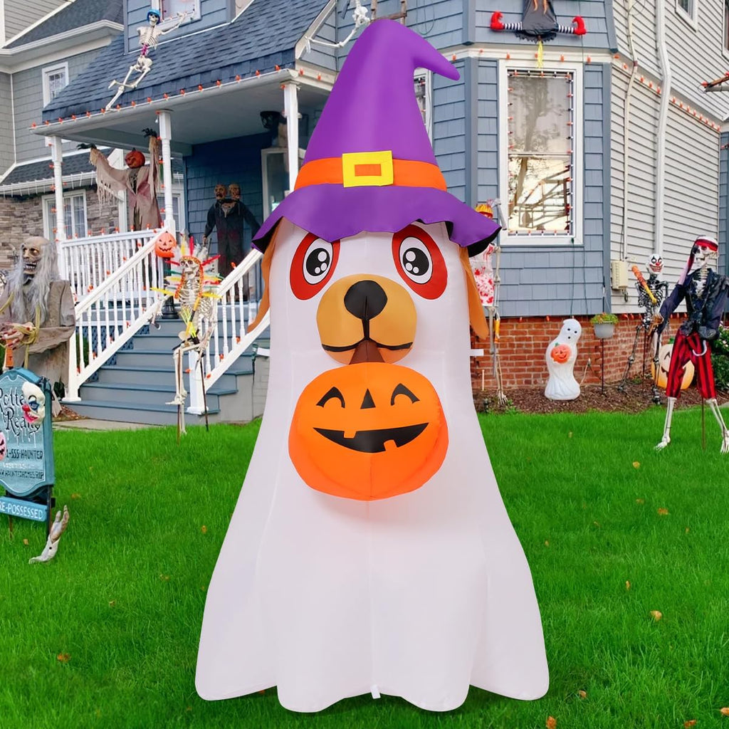 GOOSH 69431 6.2-Foot Halloween Dog & Ghost & Pumpkin Inflatable – White – product detail