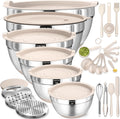Umite Chef Mixing Bowls and Kitchen Tools, Khaki, 26 Pieces