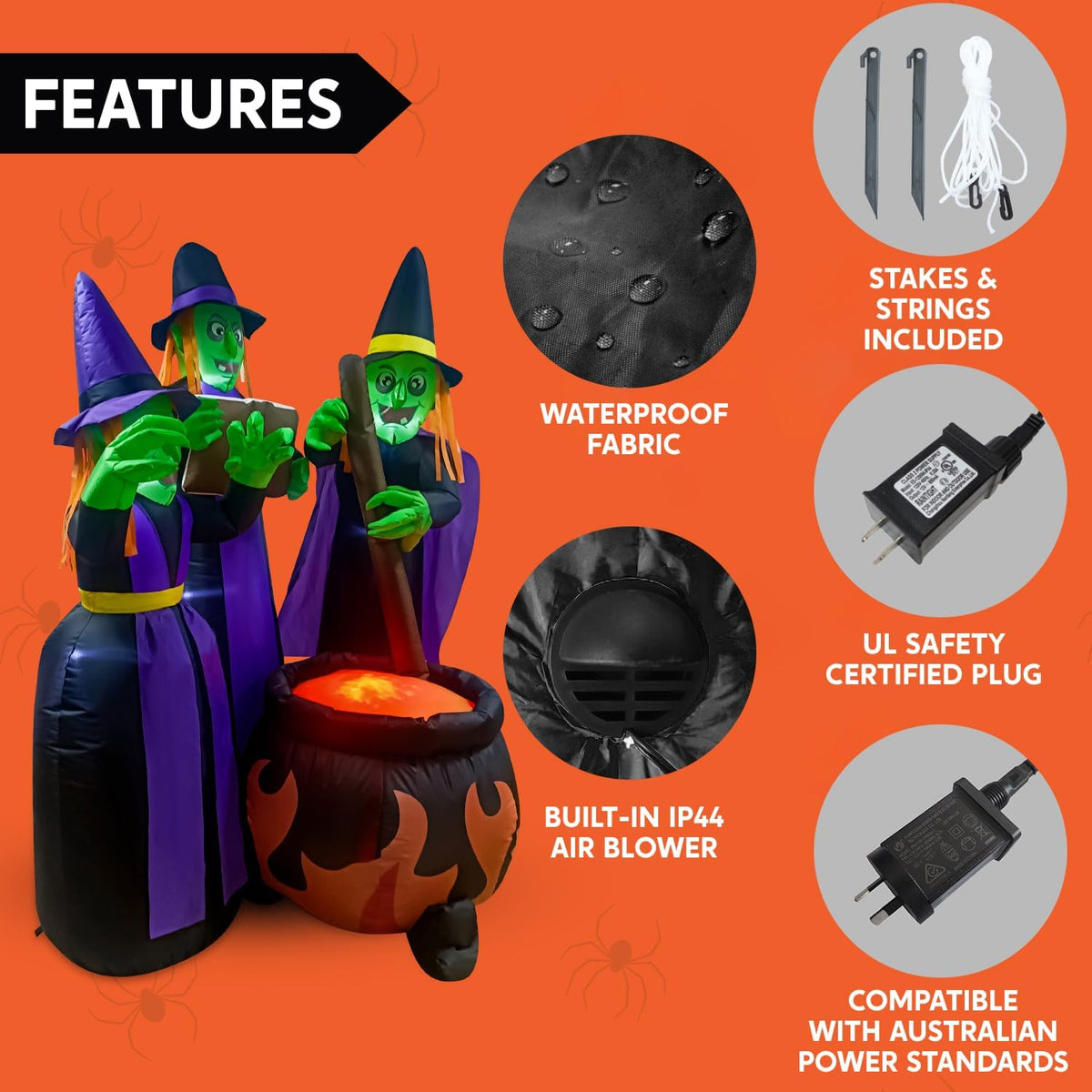 Joiedomi SL-3DLED 6-Foot Halloween Three Witches & Cauldron Inflatable – Green – product detail