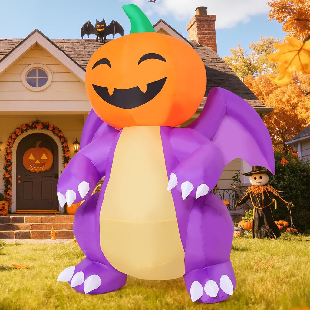 COMIN CO-69725 6-Foot Halloween Pumpkin & Dragon Inflatable – Purple – product detail