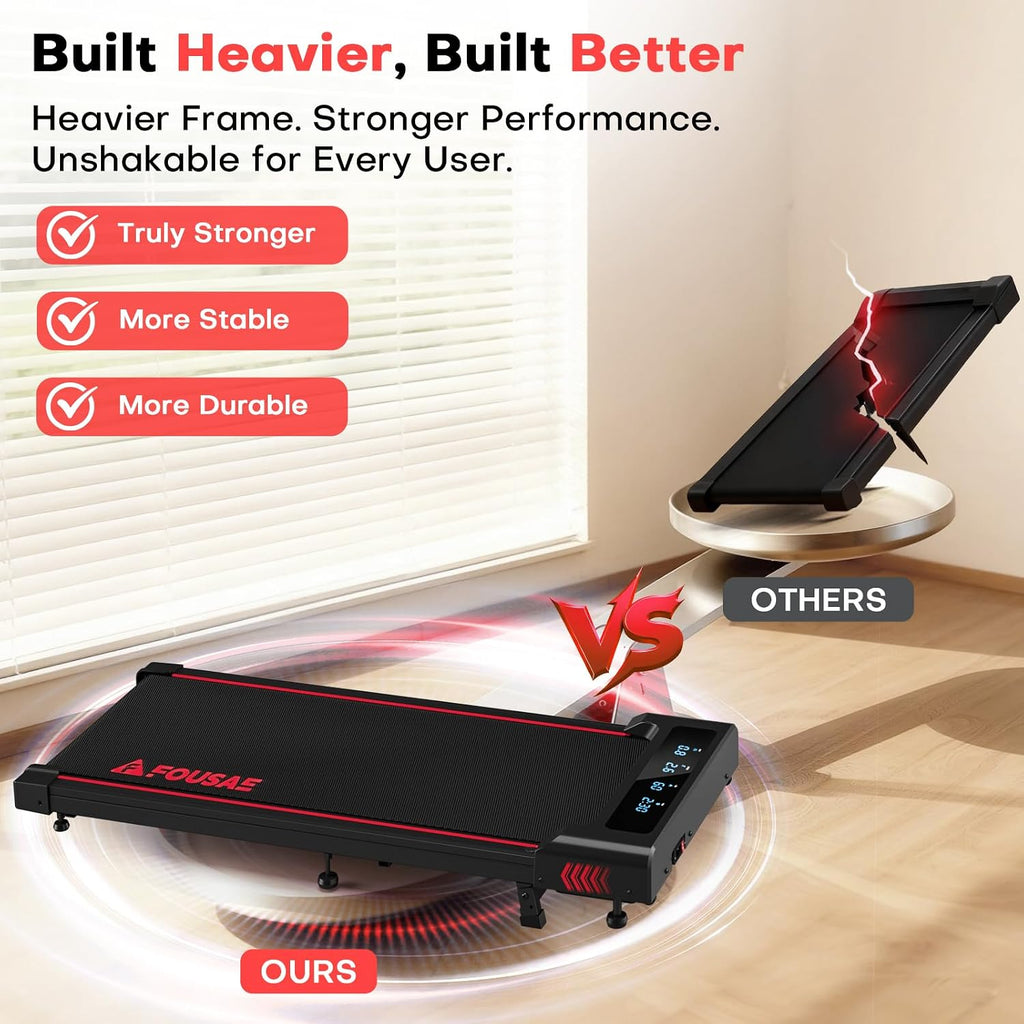 FOUSAE X381P Under-Desk Walking Treadmill – Black Red – product detail